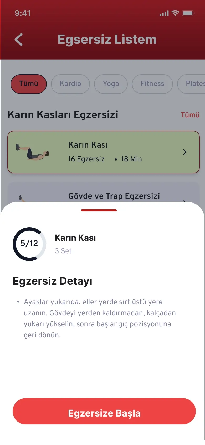 GymExxtra uygulama ekran görüntüsü - Egzersiz yapılışı