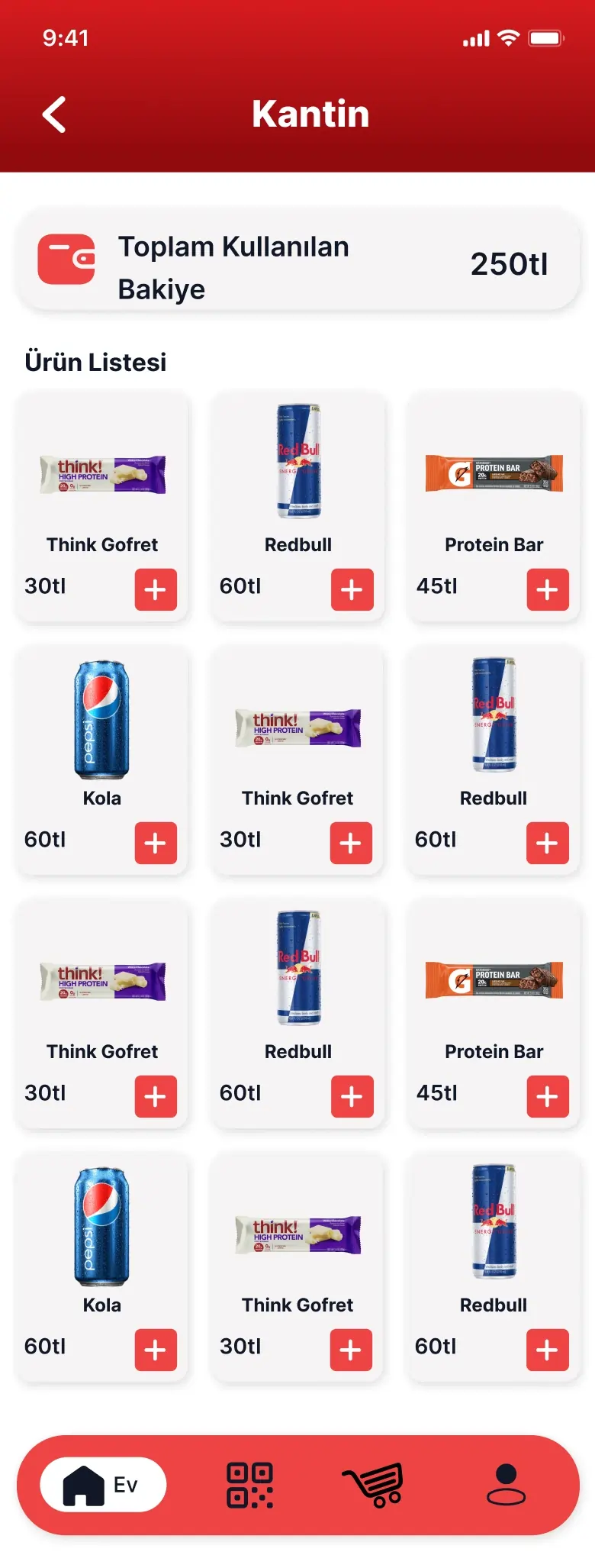 GymExxtra uygulama ekran görüntüsü - Kantin